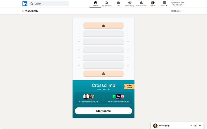 Crossclimb desktop game interface