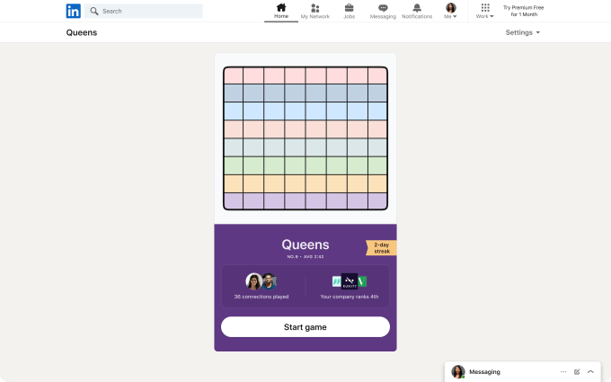 Queens puzzle game screenshot