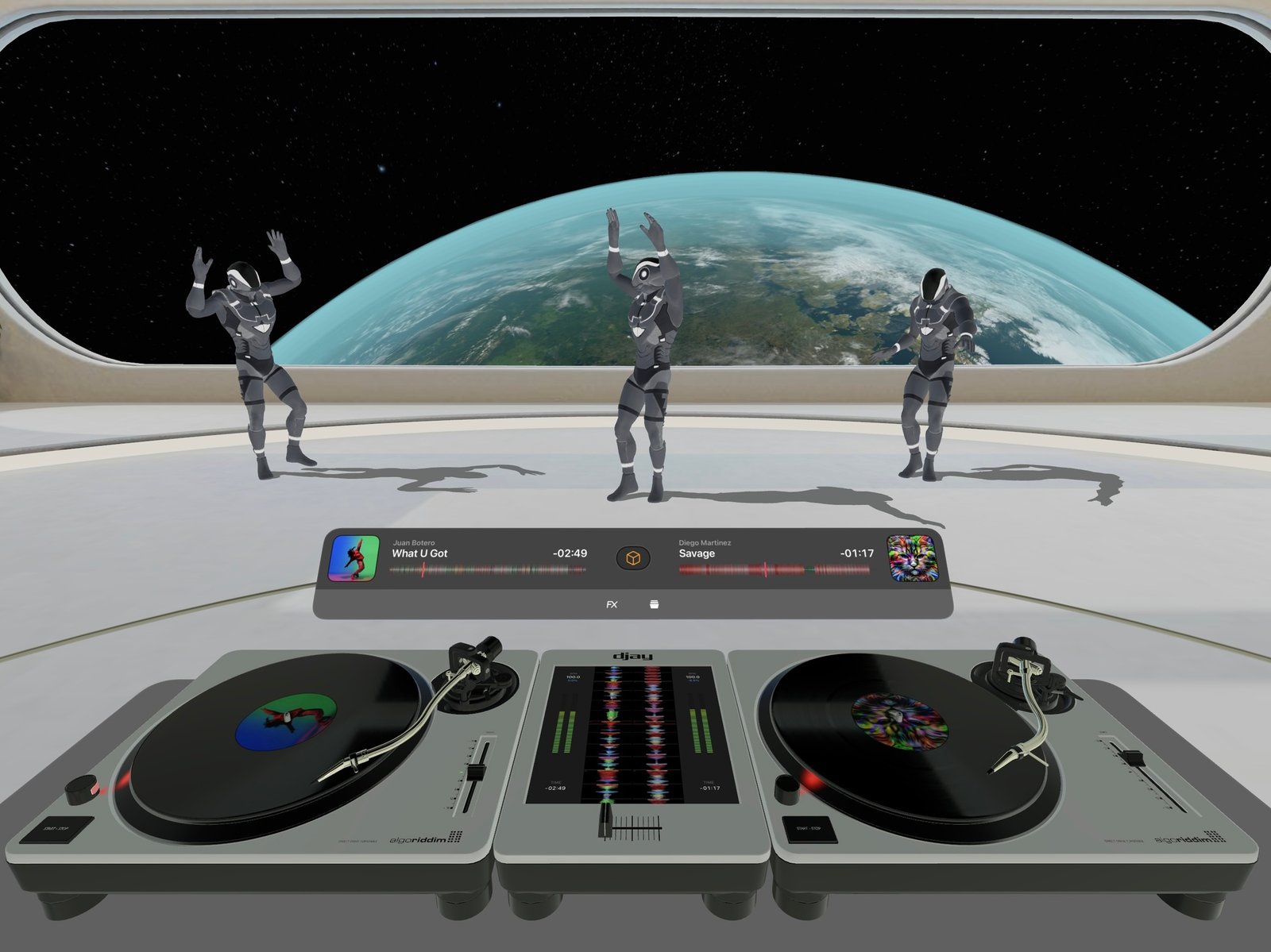 Djay app on Vision Pro