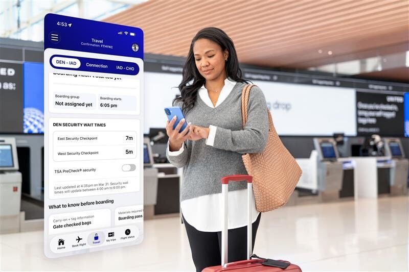 United’s mobile app now shows TSA wait times at select airports