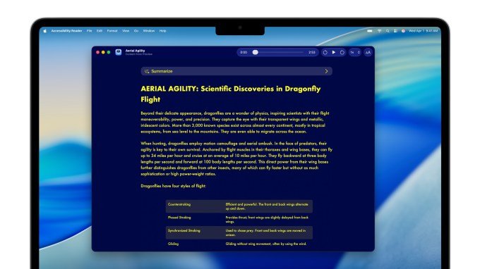 Apple's new accessibility update for reader that shows it can reformat complex documents like scientific papers