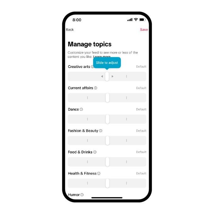 TikTok's new 'Manage Topics' tool